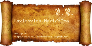 Maximovits Marióra névjegykártya